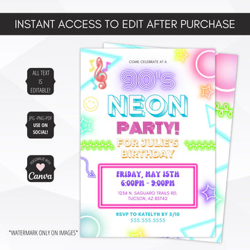retro birthday party invite